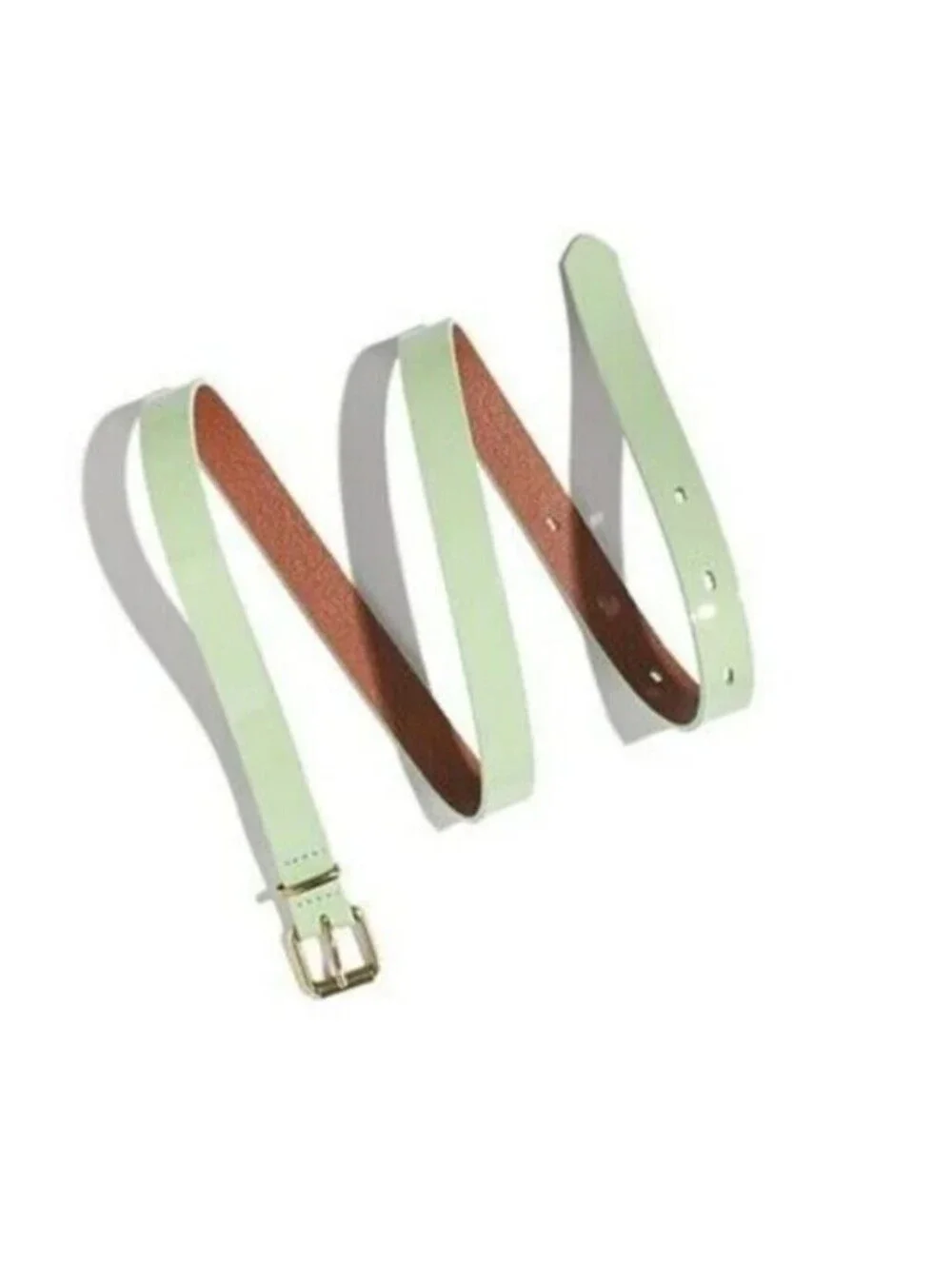 Madewell M/L Medium Large Patent Leather Green Thin Belt
